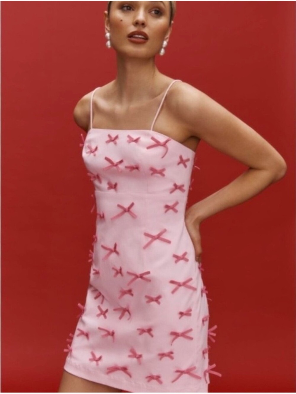 Anthropologie Maeve Pink Mini Dress with Pink Bows 12